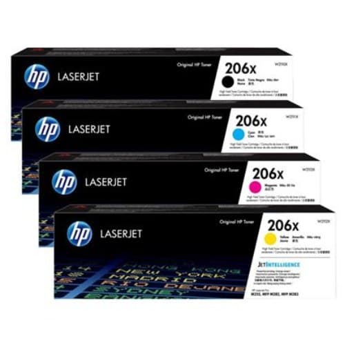 หมึกโทนเนอร์เลเซอร์ HP 206X (W2110X BK) / HP 206X (W2111X C) / HP 206X (W2113X M) / HP 206X (W2112X Y)