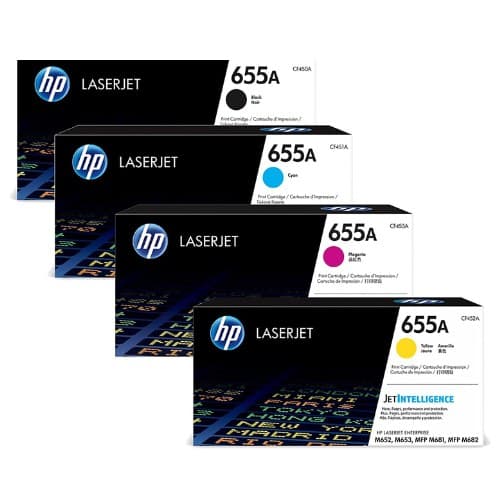 หมึกโทนเนอร์เลเซอร์ HP 655A (CF450A BK) / HP 655A (CF451A C) / HP 655A  (CF453A M) / HP 655A (CF452A Y)