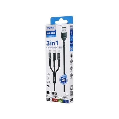 สายชาร์จ Remax No. RC-186th สีดำ (3 in 1)