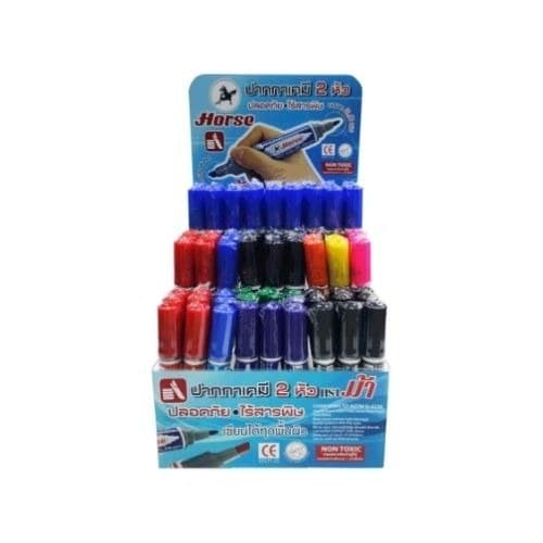 ชุดปากกาเคมี 2 หัว Horse 10 สี + ตู้โชว์