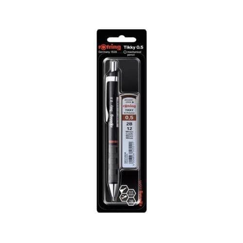 ชุดดินสอกด Rotring Tikky 0.5 มม. สีดำ + ไส้ดินสอ 2B