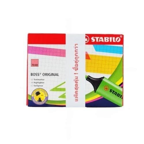 ปากกาเน้นข้อความ Stabilo Boss สีแดง + สีเหลือง
