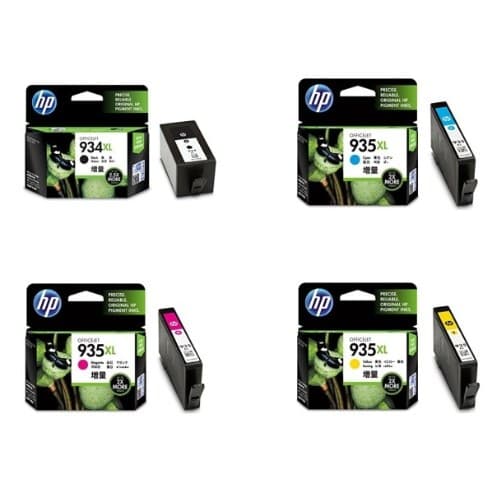 หมึกอิงค์เจ็ท HP 934XL BK (C2P23AA) / HP 935XL C (C2P24AA) / HP 935XL M (C2P25AA) / HP 935XL Y (C2P26AA)