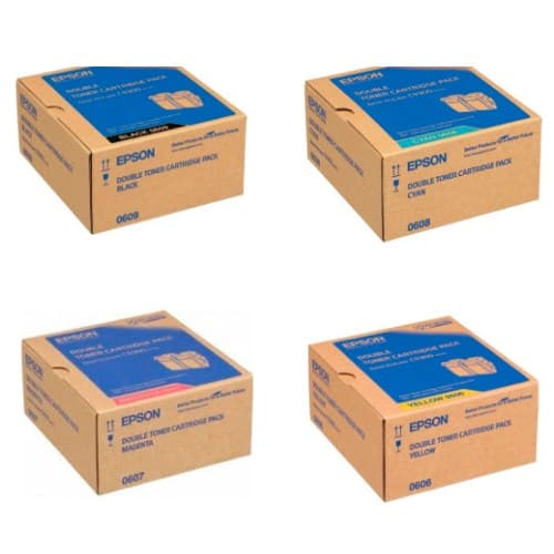 หมึกโทนเนอร์เลเซอร์ EPSON S050609 BK/S050608 C/S050607 M/S050606 Y(แพ็คคู่)